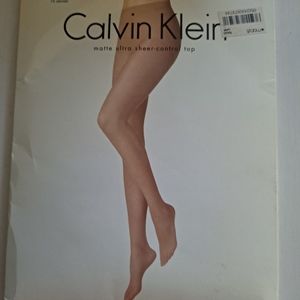 Calvin Klein Black Sheer Control Top Hose (L-XL)